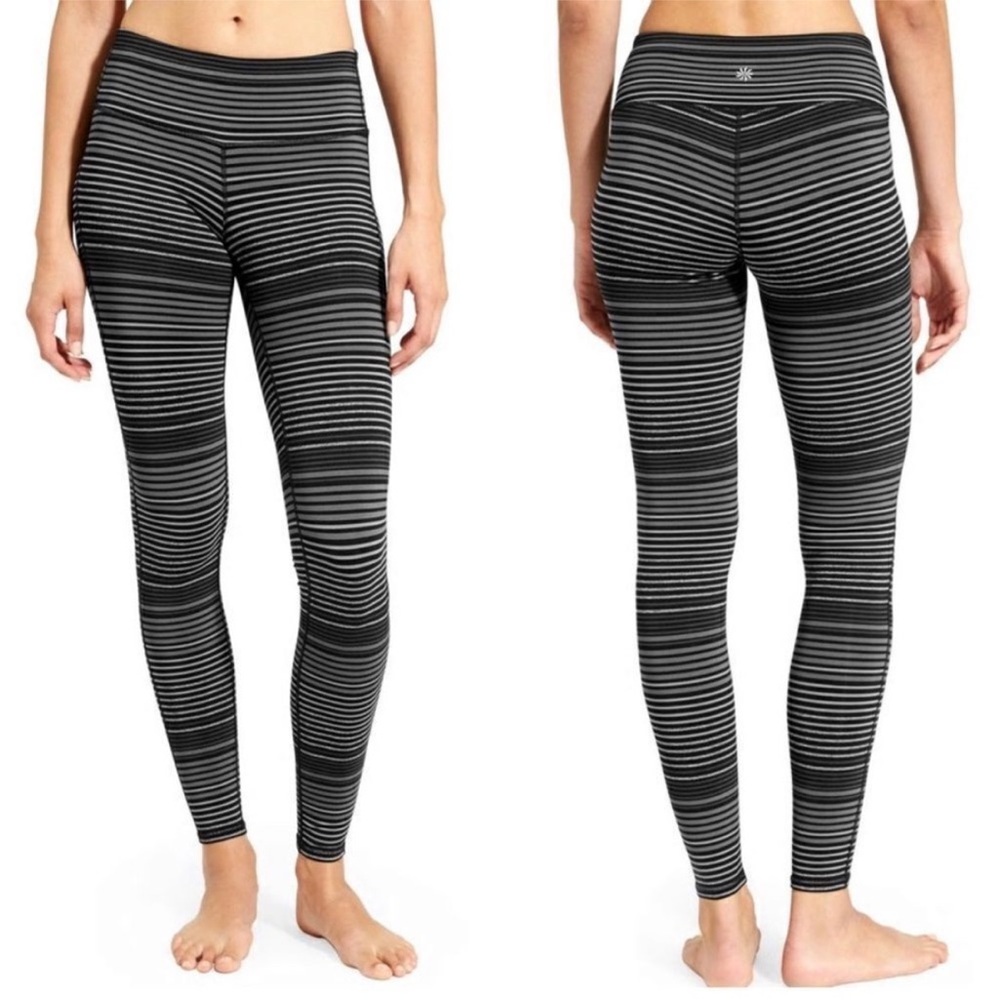Athleta Black and White Striped Leggings